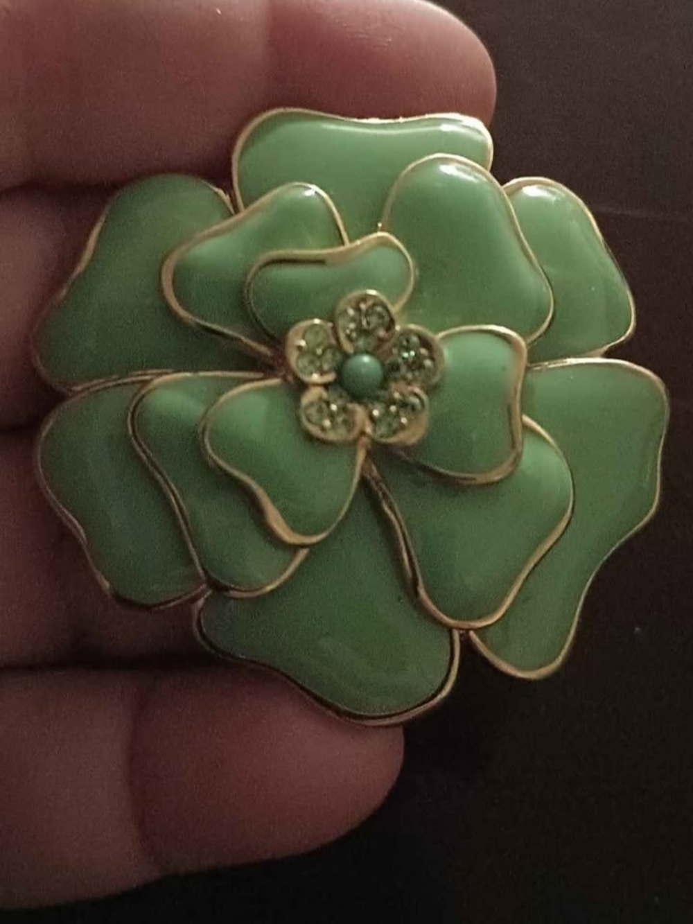 Green Flower  Brooch